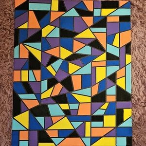 Original Colorful Geometric Abstract Art Canvas